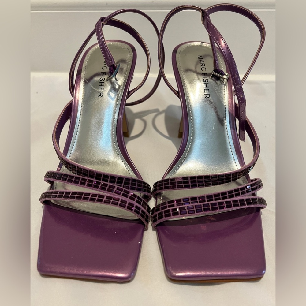 Marc Fisher Metallic Purple Strappy Heels, Size 7.5